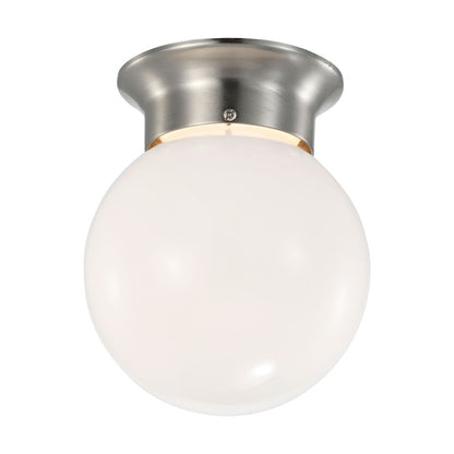 Nuvo Lighting 62-1565 6in 1-Light LED Flush Mount | Traditional Brushed Nickel and Frosted Glass | Hallway & Bathroom | 6 x 6 x 7 in | Model 62-1565