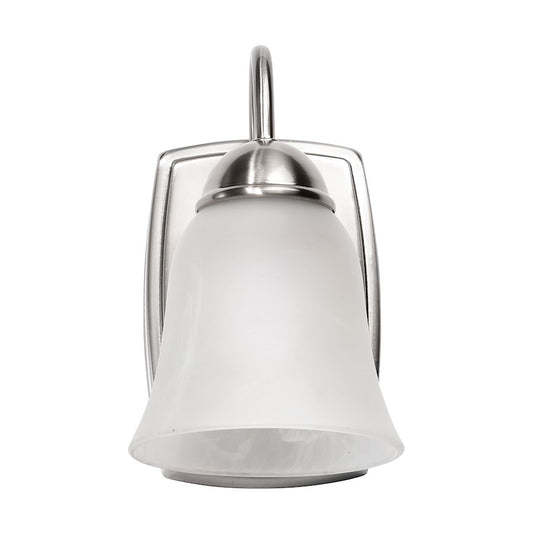Nuvo Zenith 8W LED 1-Light Wall Sconce | Traditional Brushed Nickel and Alabaster Glass | Bathroom & Hallway Accent Light | 670 Lumens | Model 62-1567