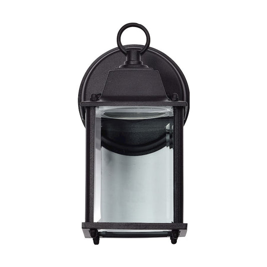 Nuvo Lighting Cube 9in 1-Light Outdoor Wall Lantern | Transitional Black Steel and Clear Beveled Glass | Entryway & Covered Patio | 6 x 4 | Model 62-1571
