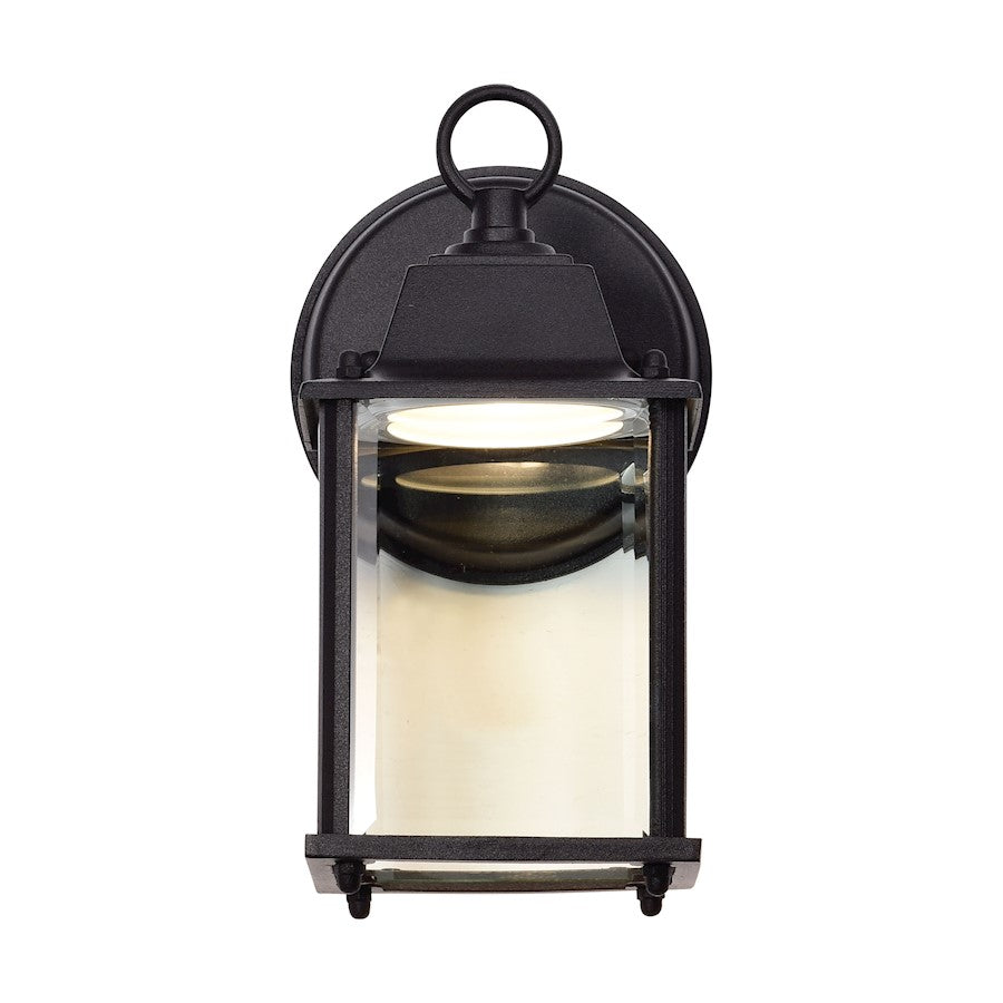 Nuvo Lighting Cube 9in 1-Light Outdoor Wall Lantern | Transitional Black Steel and Clear Beveled Glass | Entryway & Covered Patio | 6 x 4 | Model 62-1571