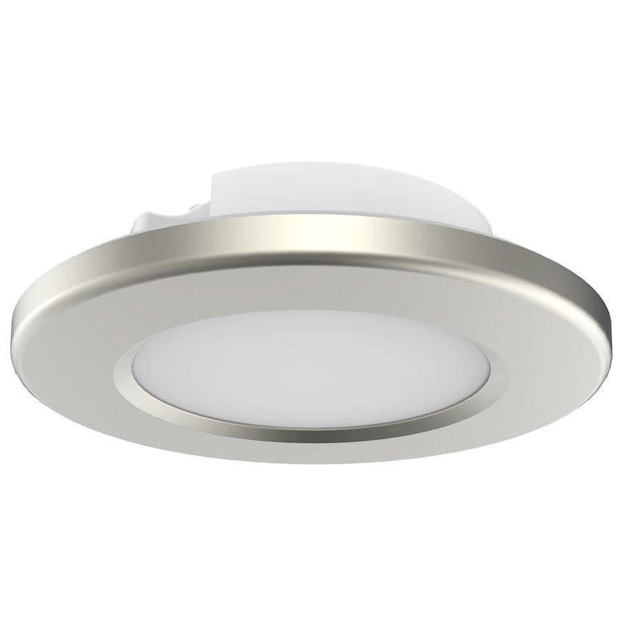 Nuvo Lighting 4in LED Surface Mount Flush Mount | Contemporary Brushed Nickel | Kitchen, Bath, Hallway & Closet | 4.67 x 4.67 x 1.31 in | Model 62-1582