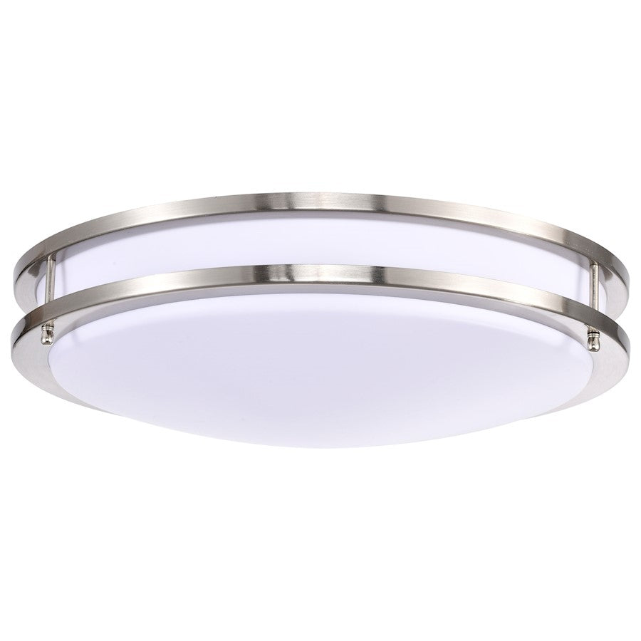 Nuvo Lighting Glamour 17in LED Flush Mount | Transitional Brushed Nickel and Acrylic Shade | Hallway & Bathroom Damp Rated | Model 62-1637