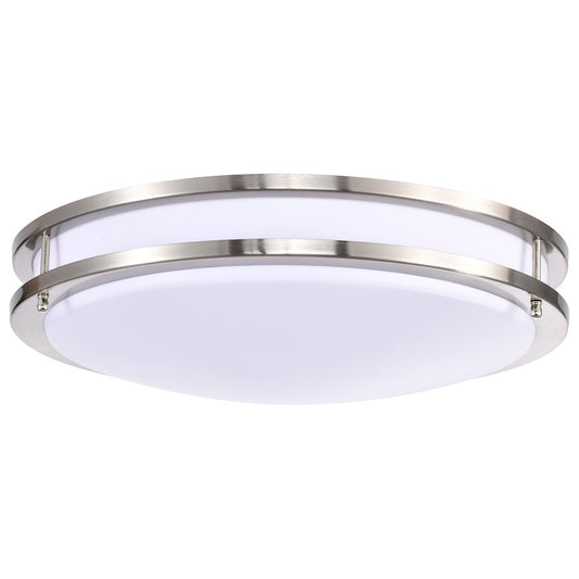 Nuvo Lighting Glamour 17in LED Flush Mount | Transitional Brushed Nickel and Acrylic Shade | Hallway & Bathroom Damp Rated | Model 62-1637
