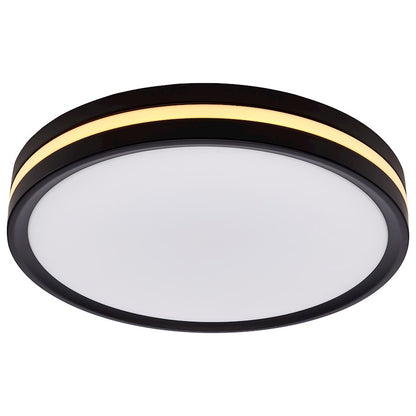 Nuvo Lighting 11in Flush Mount with Night Light | Contemporary Matte Black | Hallway & Bathroom | 11 x 11 x 2 in, 1500 Lumens | Model 62-1691