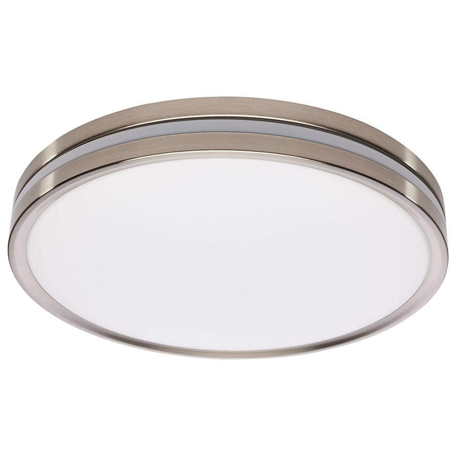 Nuvo Lighting 15in Flush Mount with Night Light | Contemporary Brushed Nickel and PMMA Lens | Hallway & Bathroom | 14 x 14 x 2 in | Model 62-1692