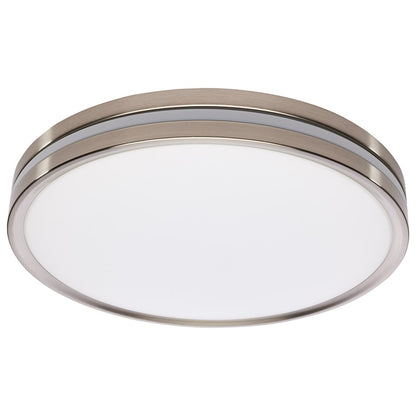 Nuvo Lighting 15in Flush Mount with Night Light | Contemporary Brushed Nickel and PMMA Lens | Hallway & Bathroom | 14 x 14 x 2 in | Model 62-1692