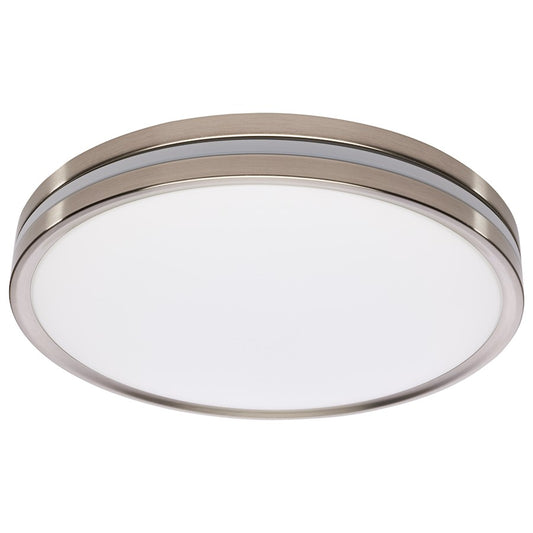 Nuvo Lighting 15in Flush Mount with Night Light | Contemporary Brushed Nickel and PMMA Lens | Hallway & Bathroom | 14 x 14 x 2 in | Model 62-1692