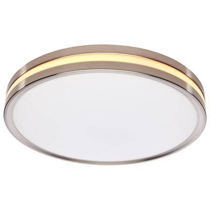 Nuvo Lighting 15in Flush Mount with Night Light | Contemporary Brushed Nickel and PMMA Lens | Hallway & Bathroom | 14 x 14 x 2 in | Model 62-1692