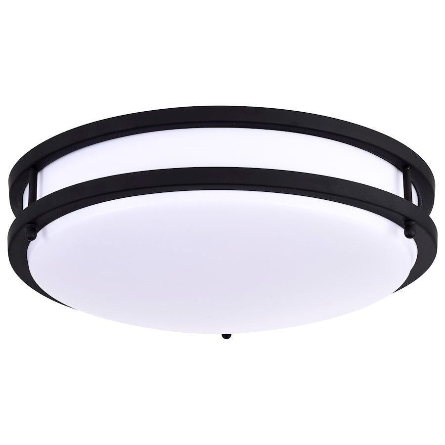 Nuvo Glamour 13in LED Flush Mount | Modern Matte Black and White Acrylic | Bathroom & Hallway Ceiling Light | 13 x 13 x 4 in, Selectable | Model 62-1736