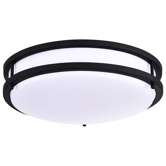 Nuvo Glamour 13in LED Flush Mount | Modern Matte Black and White Acrylic | Bathroom & Hallway Ceiling Light | 13 x 13 x 4 in, Selectable | Model 62-1736