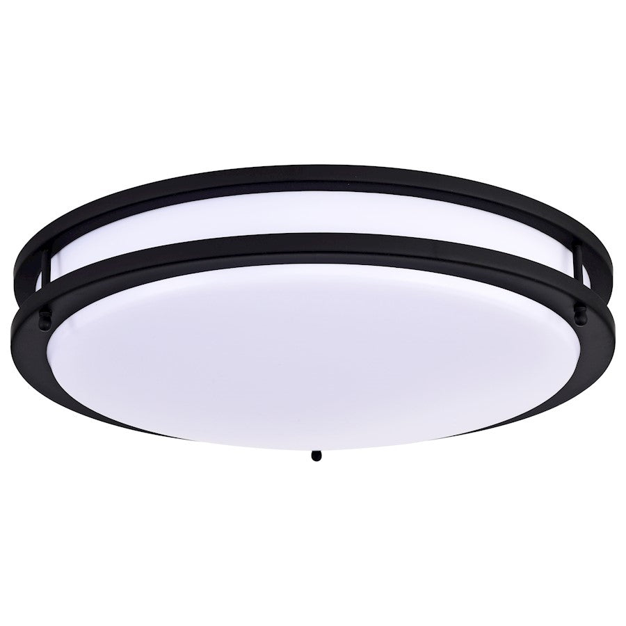 Nuvo Glamour 17in LED Flush Mount | Transitional Matte Black and Acrylic | Hallway & Bathroom Ceiling Light | 17 x 17 x 4 in, Dimmable | Model 62-1737