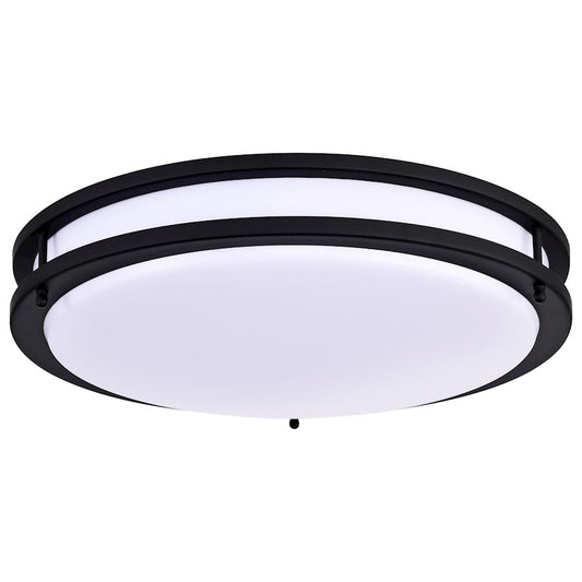 Nuvo Glamour 17in LED Flush Mount | Transitional Matte Black and Acrylic | Hallway & Bathroom Ceiling Light | 17 x 17 x 4 in, Dimmable | Model 62-1737