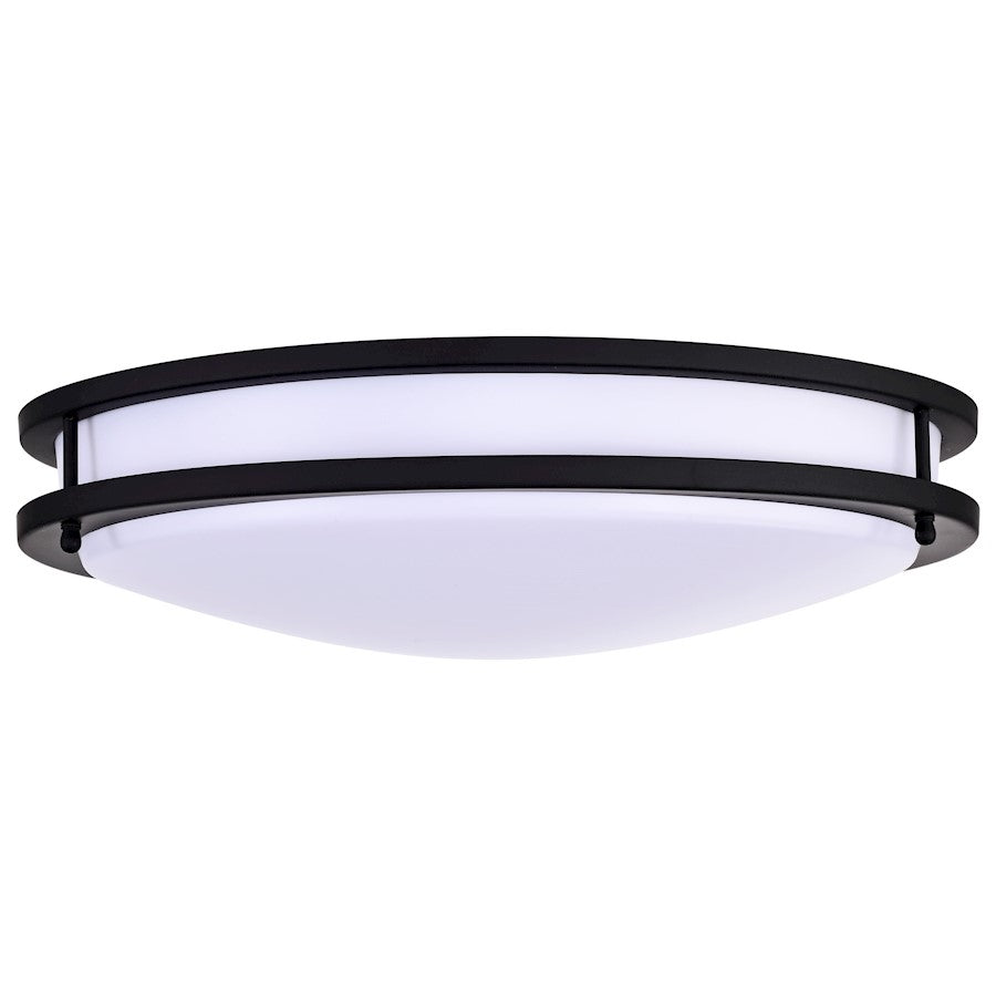 Nuvo Glamour 17in LED Flush Mount | Transitional Matte Black and Acrylic | Hallway & Bathroom Ceiling Light | 17 x 17 x 4 in, Dimmable | Model 62-1737