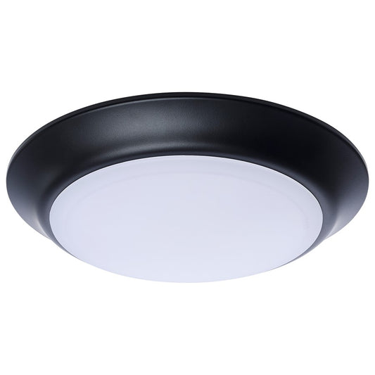 Nuvo Lighting 7in LED Disk Light CCT Selectable | Contemporary Black Steel and Polycarbonate | Hallway Kitchen Bathroom Wet Location | 7 | Model 62-1804R1