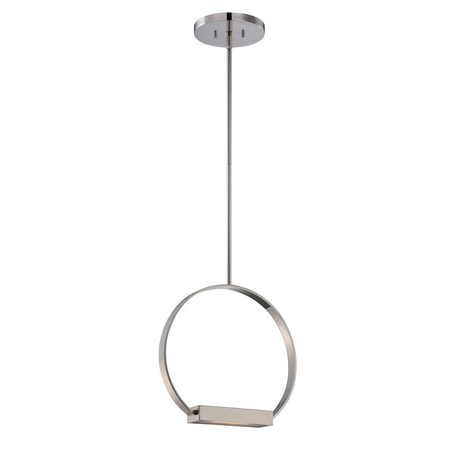 Nuvo Lighting Cirque 14in 1-Light LED Pendant | Contemporary Polished Nickel and Frosted Glass | Kitchen Island & Dining Room | 14.25 x | Model 62-183