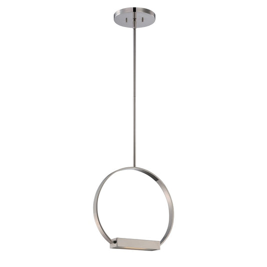 Nuvo Lighting Cirque 14in 1-Light LED Pendant | Contemporary Polished Nickel and Frosted Glass | Kitchen Island & Dining Room | 14.25 x | Model 62-183
