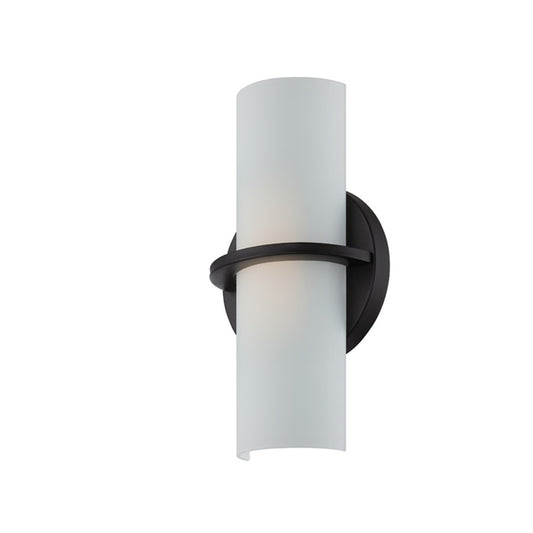 Nuvo Lighting Tucker 6in 1-Light Wall Sconce | Contemporary Aged Bronze and Etched Opal Glass | Hallway & Bathroom Accent | 290 Lumens | Model 62-186