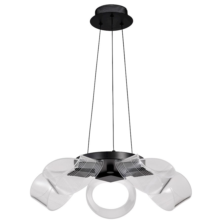 Nuvo Barnett 21" LED 5Lt Chandelier, Black Silk Screened Acrylic - 62-2036