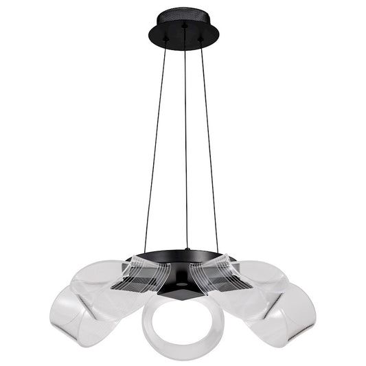 Nuvo Barnett 21" LED 5Lt Chandelier, Black Silk Screened Acrylic - 62-2036