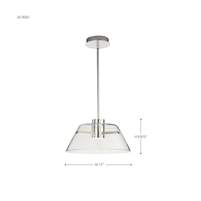 17" LED Pendant, Polished Nickel