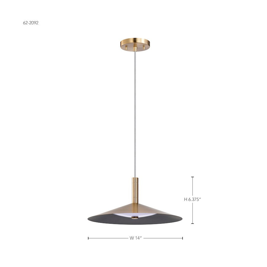 14" LED Pendant, Brass