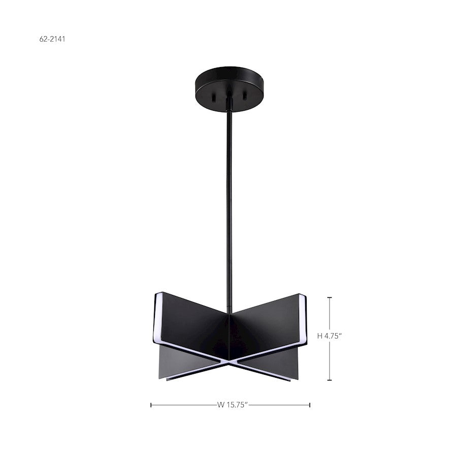 16" LED Pendant, Matte Black Acrylic Lens