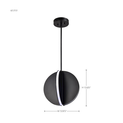 13" LED Pendant, Matte Black Acrylic Lens