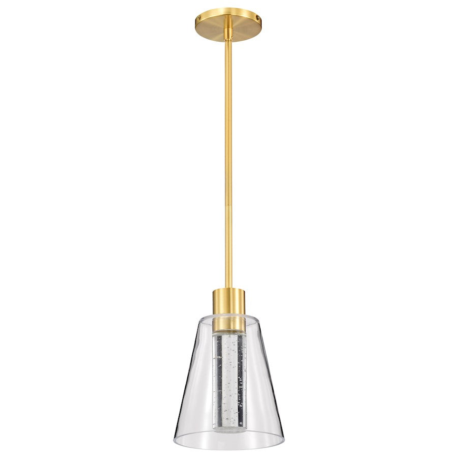 Nuvo Lighting Aura 7" LED Pendant, Brass K9 Bubble Crystal 3000K CCT - 62-2181