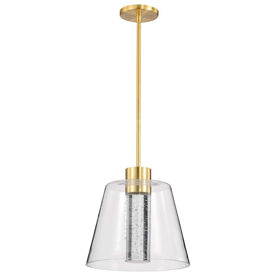 Nuvo Lighting Aura 12" LED Pendant, Brass K9 Bubble Crystal 3000K CCT - 62-2182