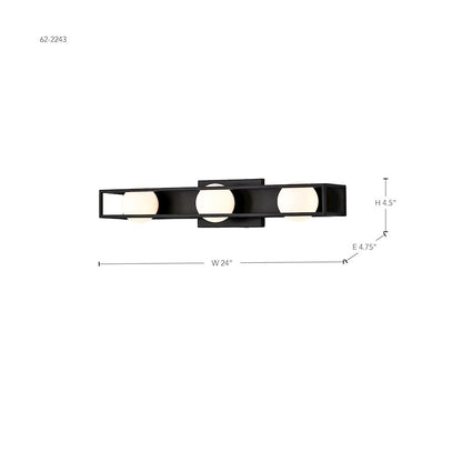 24" 3 Light LED Bathroom Vanity Light, Black