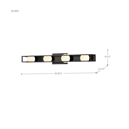 32" 4 Light LED Bathroom Vanity Light, Black