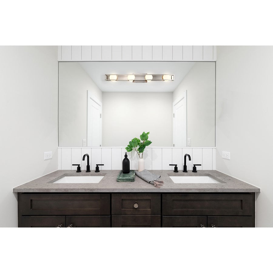 32" 4 Light LED Bathroom Vanity Light, Nickel