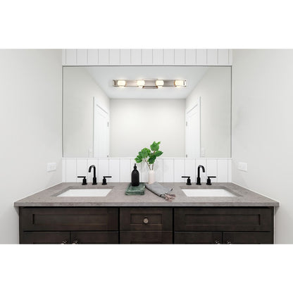 32" 4 Light LED Bathroom Vanity Light, Nickel