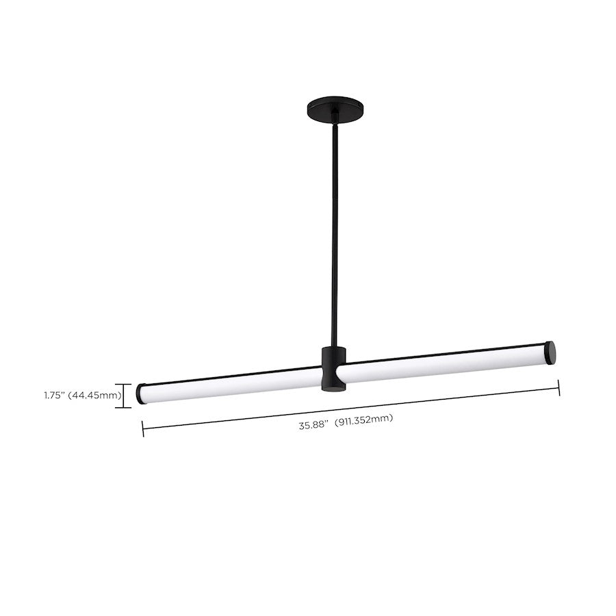 36" LED Island Pendant, Matte Black Acrylic Lens