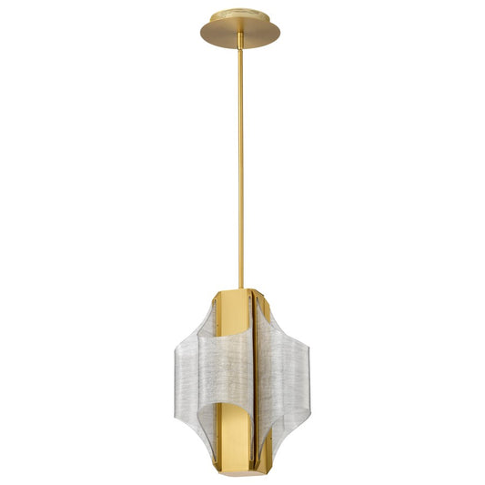 Nuvo Idris 13in 4-Light LED Pendant | Modern Vintage Brass Aluminum and Light Guide Panels | Kitchen Island & Dining Room | 13 x 13 x 37 in | Model 62-2412