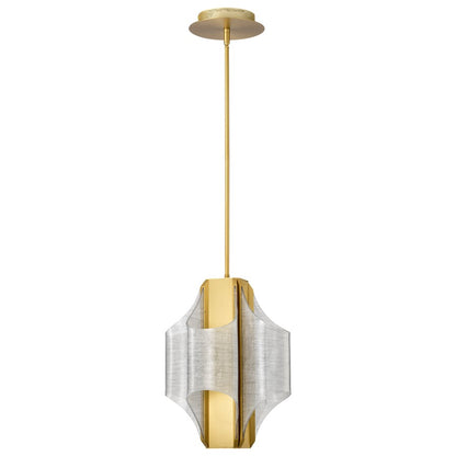 Nuvo Idris 13in 4-Light LED Pendant | Modern Vintage Brass Aluminum and Light Guide Panels | Kitchen Island & Dining Room | 13 x 13 x 37 in | Model 62-2412