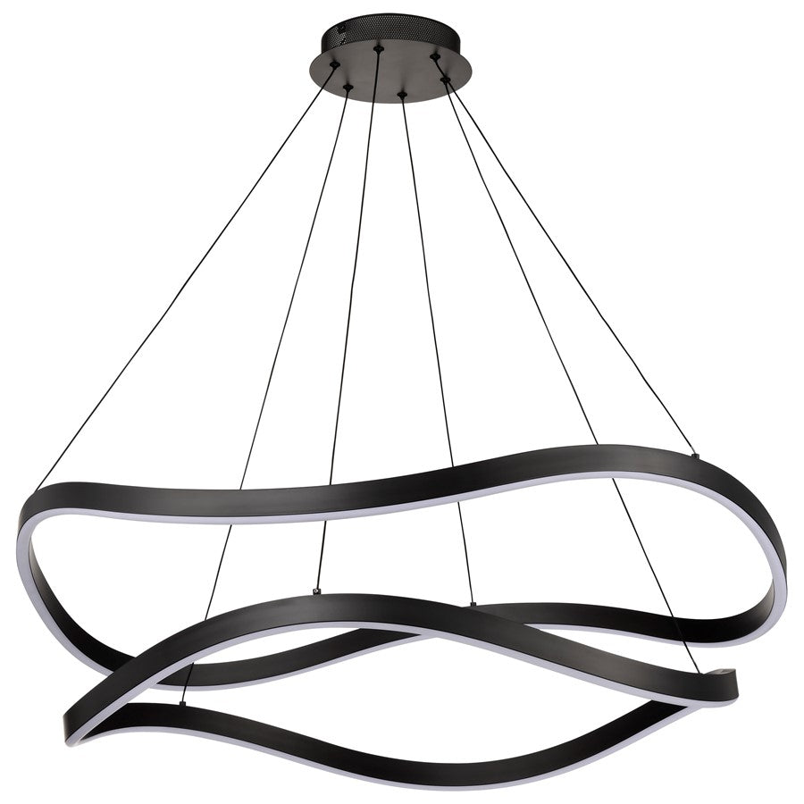Nuvo Sylas 37in 1-Light LED Pendant | Modern Matte Black Aluminum and Steel | Kitchen Island & Dining Room | 37 x 37 x 116 in | Model 62-2421