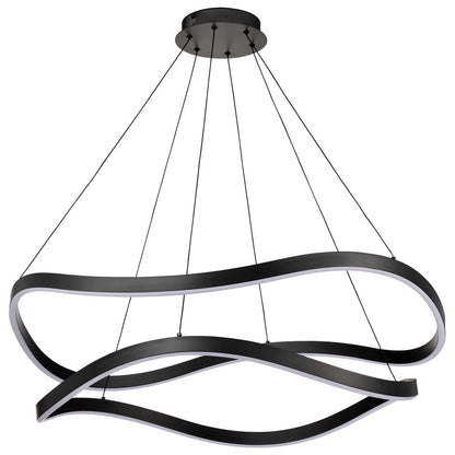 Nuvo Sylas 37in 1-Light LED Pendant | Modern Matte Black Aluminum and Steel | Kitchen Island & Dining Room | 37 x 37 x 116 in | Model 62-2421