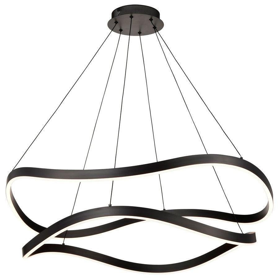 Nuvo Sylas 37in 1-Light LED Pendant | Modern Matte Black Aluminum and Steel | Kitchen Island & Dining Room | 37 x 37 x 116 in | Model 62-2421