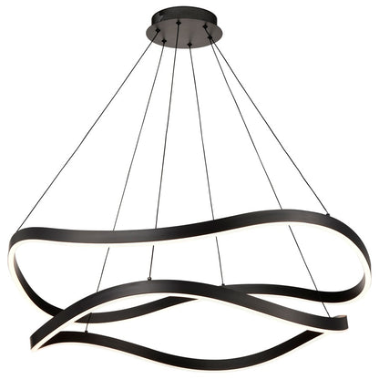 Nuvo Sylas 37in 1-Light LED Pendant | Modern Matte Black Aluminum and Steel | Kitchen Island & Dining Room | 37 x 37 x 116 in | Model 62-2421