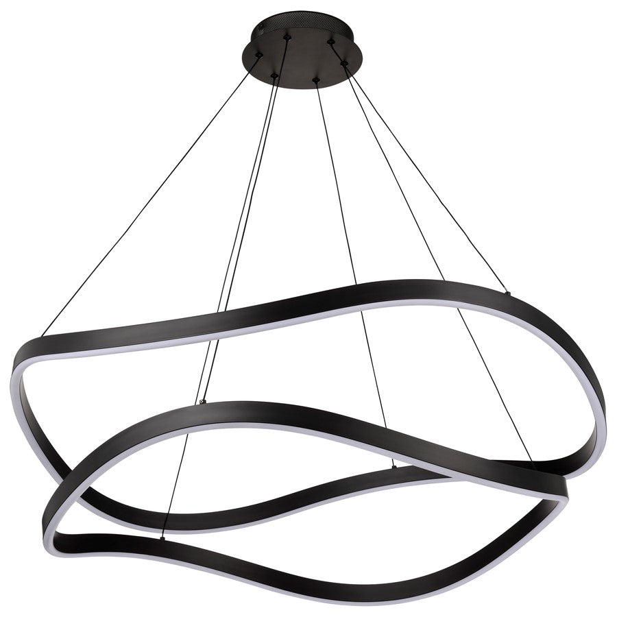 Nuvo Sylas 37in 1-Light LED Pendant | Modern Matte Black Aluminum and Steel | Kitchen Island & Dining Room | 37 x 37 x 116 in | Model 62-2421
