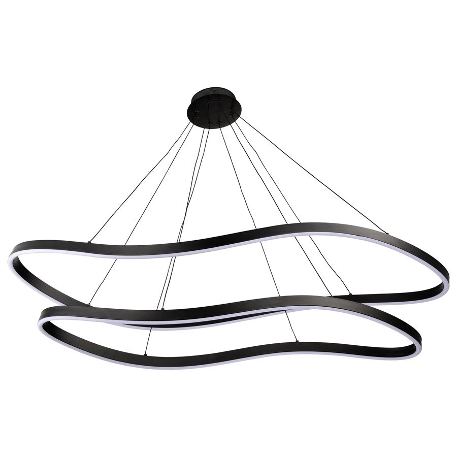 Nuvo Sylas 48in LED Pendant | Modern Matte Black Aluminum and Steel | Kitchen Island & Dining Room | 5120 Lumens 3000K 90 CRI Dimmable | Model 62-2422