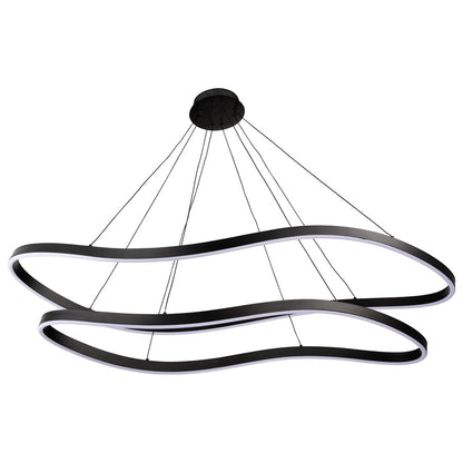 Nuvo Sylas 48in LED Pendant | Modern Matte Black Aluminum and Steel | Kitchen Island & Dining Room | 5120 Lumens 3000K 90 CRI Dimmable | Model 62-2422