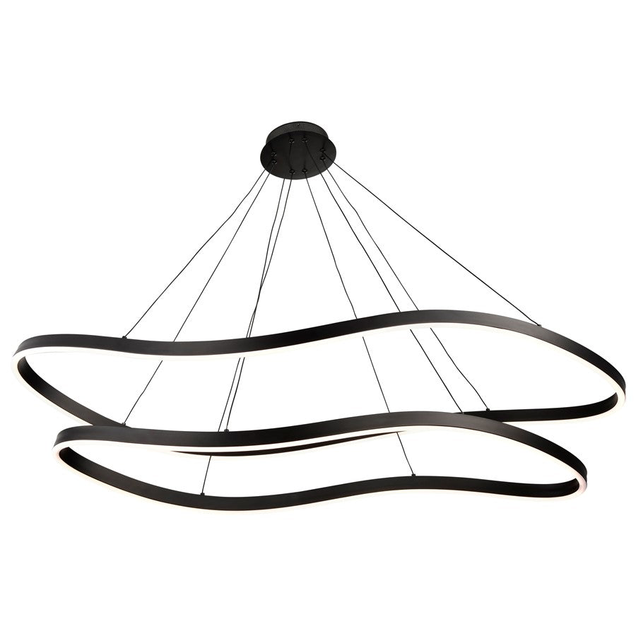 Nuvo Sylas 48in LED Pendant | Modern Matte Black Aluminum and Steel | Kitchen Island & Dining Room | 5120 Lumens 3000K 90 CRI Dimmable | Model 62-2422