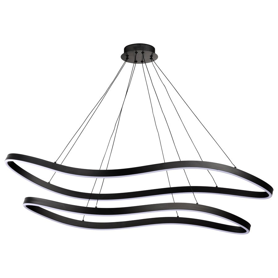 Nuvo Sylas 48in LED Pendant | Modern Matte Black Aluminum and Steel | Kitchen Island & Dining Room | 5120 Lumens 3000K 90 CRI Dimmable | Model 62-2422