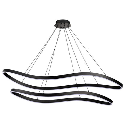 Nuvo Sylas 48in LED Pendant | Modern Matte Black Aluminum and Steel | Kitchen Island & Dining Room | 5120 Lumens 3000K 90 CRI Dimmable | Model 62-2422