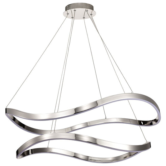 Nuvo Sylas 37in 1-Light LED Pendant | Modern Polished Nickel Aluminum and Steel | Living Room & Dining Room | 5120 Lumens 3000K 90 CRI | Model 62-2431