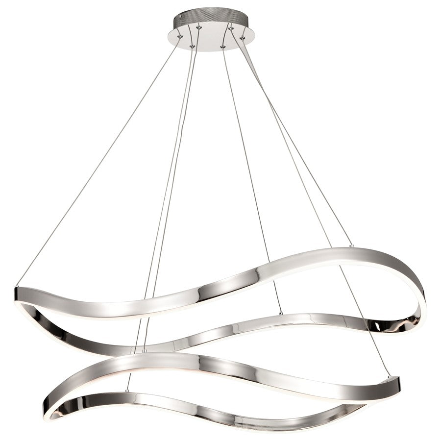 Nuvo Sylas 37in 1-Light LED Pendant | Modern Polished Nickel Aluminum and Steel | Living Room & Dining Room | 5120 Lumens 3000K 90 CRI | Model 62-2431