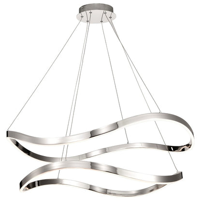 Nuvo Sylas 37in 1-Light LED Pendant | Modern Polished Nickel Aluminum and Steel | Living Room & Dining Room | 5120 Lumens 3000K 90 CRI | Model 62-2431