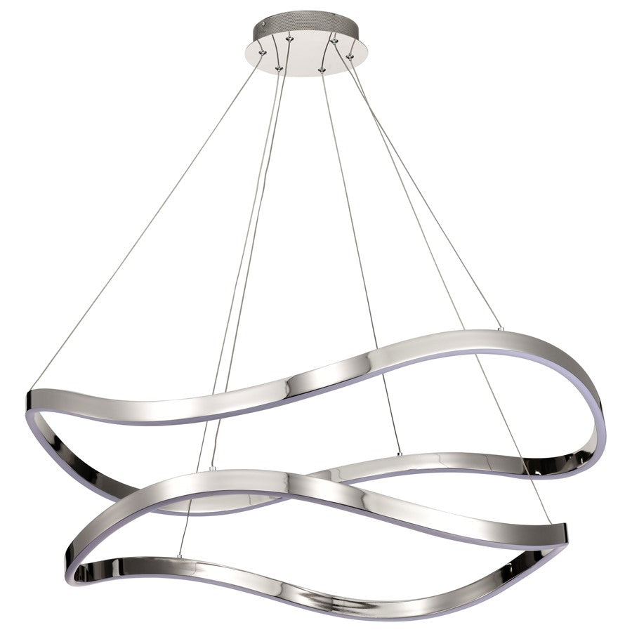 Nuvo Sylas 37in 1-Light LED Pendant | Modern Polished Nickel Aluminum and Steel | Living Room & Dining Room | 5120 Lumens 3000K 90 CRI | Model 62-2431